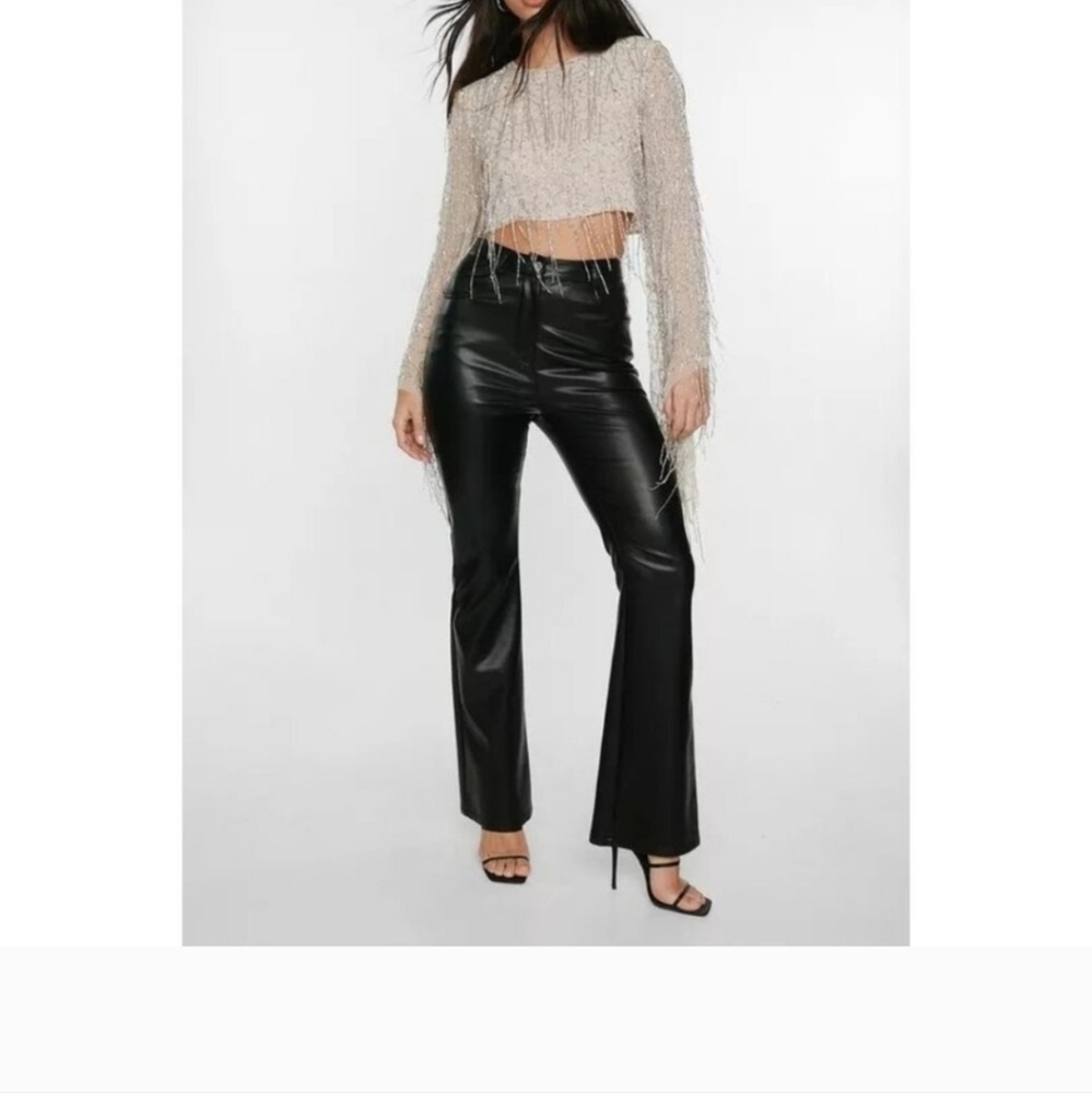 Nasty Gal Black Flare Leather Pants